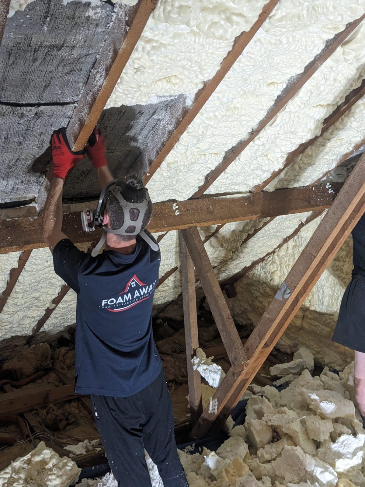 Spray foam removal from roof