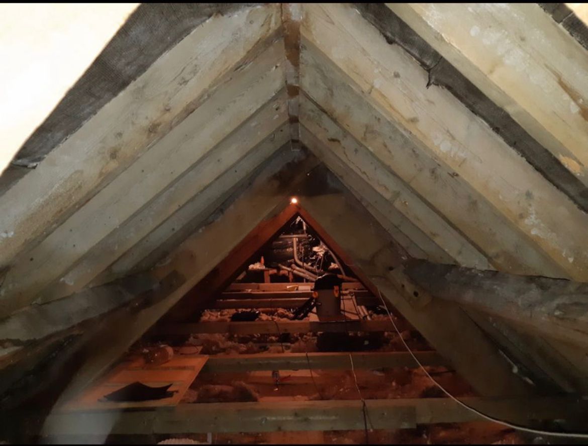 Attic Space with Spray Foam Removal Done – after