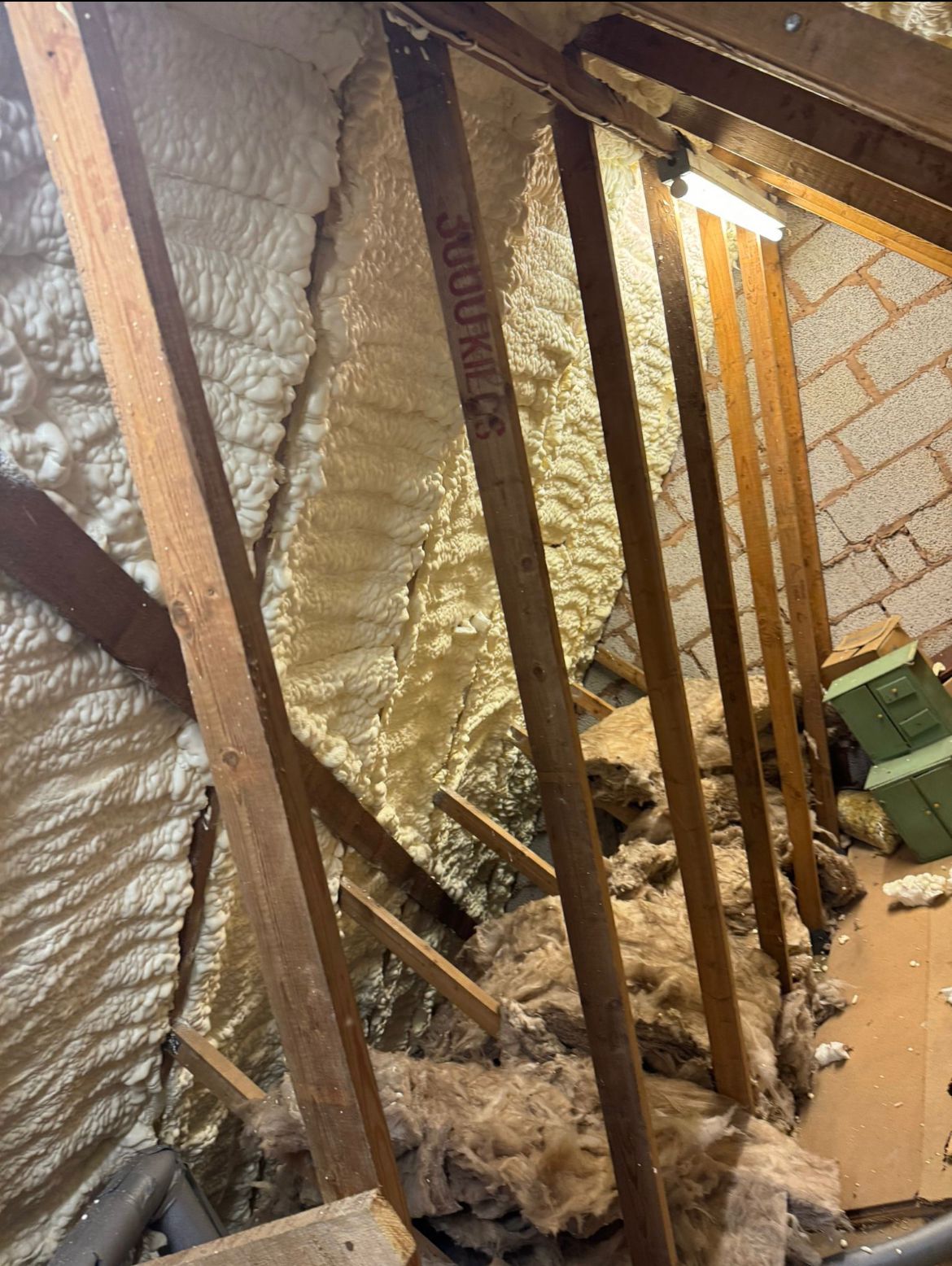 Attic Spray Foam Removed Cleanly – before